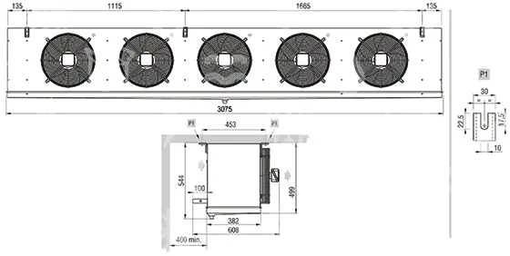 výparník ECO - Luvata GCE355A8ED, 19.58 kW (dT 8 st., R404) s odtáváním